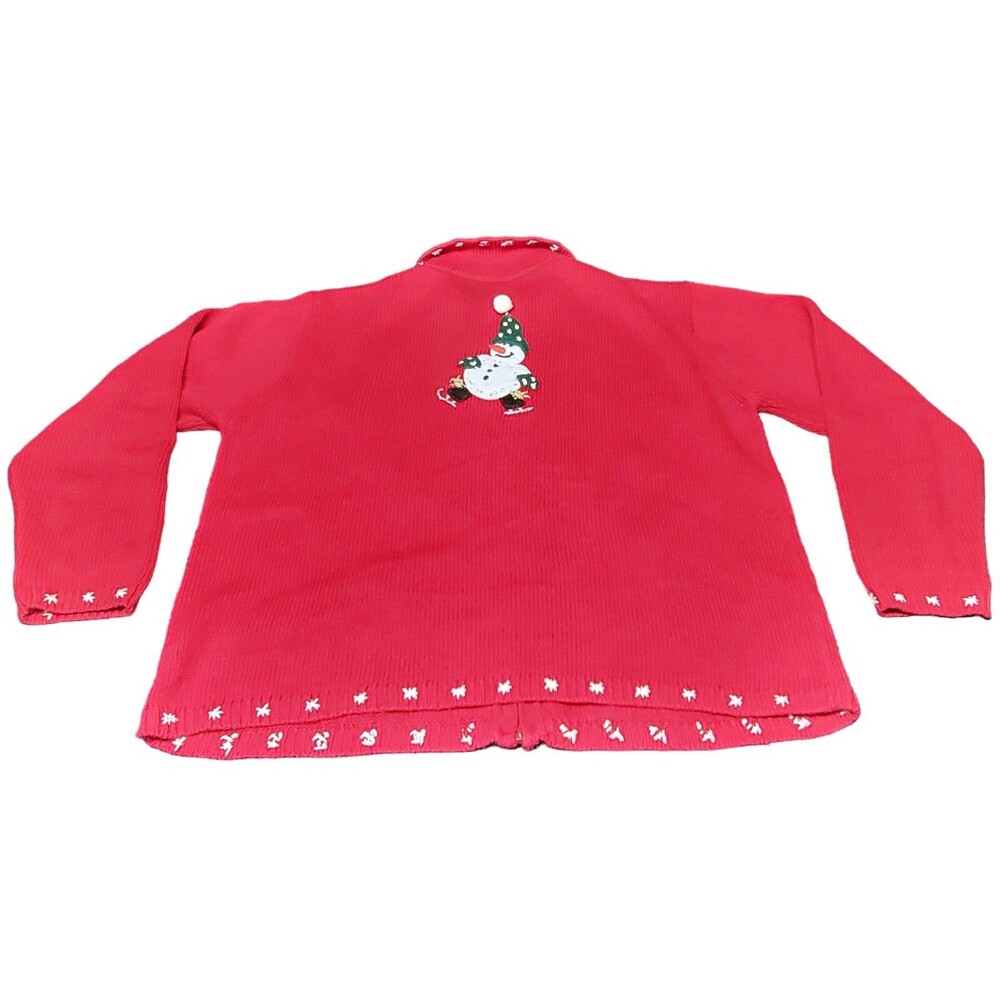 Tiara Christmas Cardigan Zippered Beaded Sweater Holiday Snowmen Size 18.5 - Picture 11 of 16
